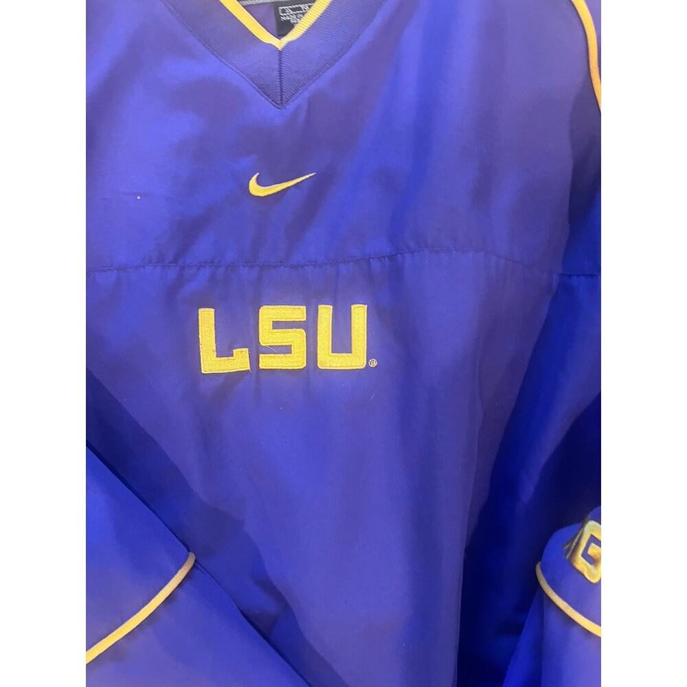 Vintage 90s/Y2K Nike Team LSU Tigers V-neck pullover windbreaker jacket XL - Picture 4 of 10